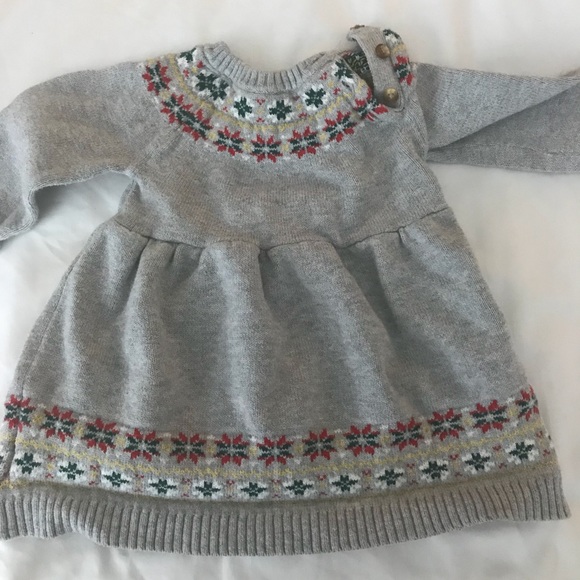 Fair Isle Gray Sweater Dress - Sz 3-6mo - Picture 2 of 3